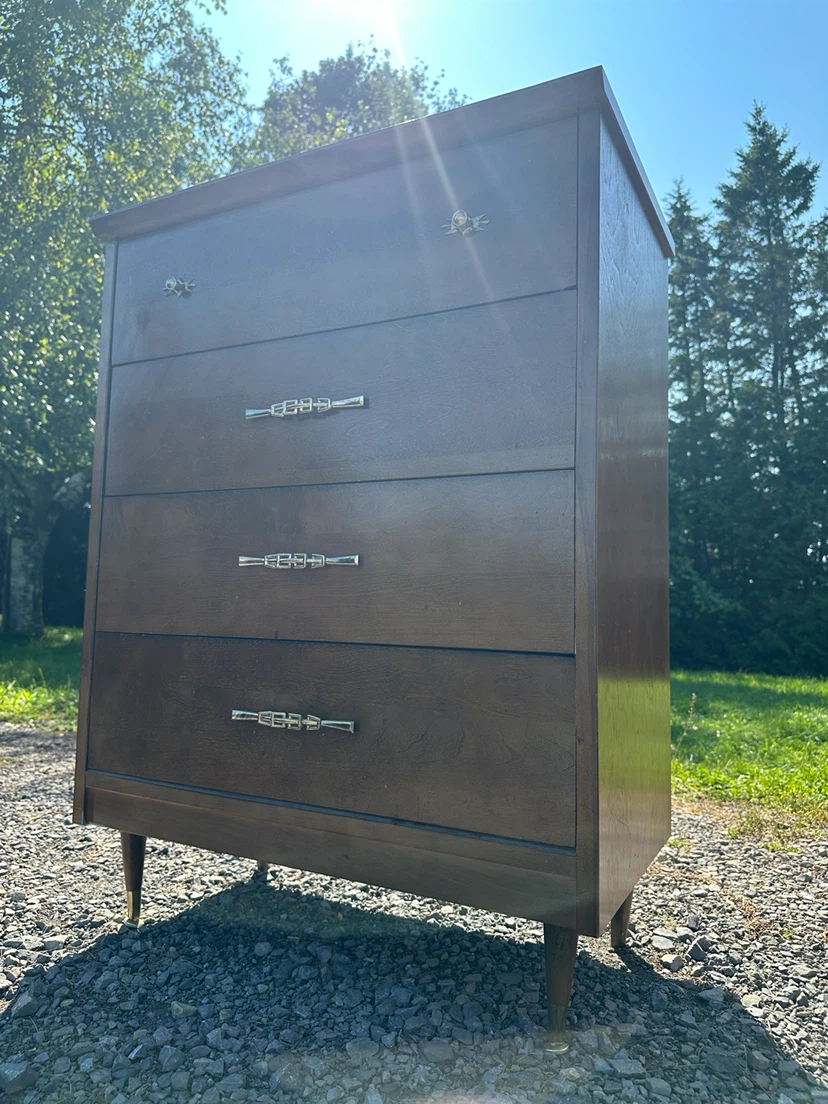 Mid Century Modern Walnut Tallboy Dresser (CAN DELIVER) - photo 2