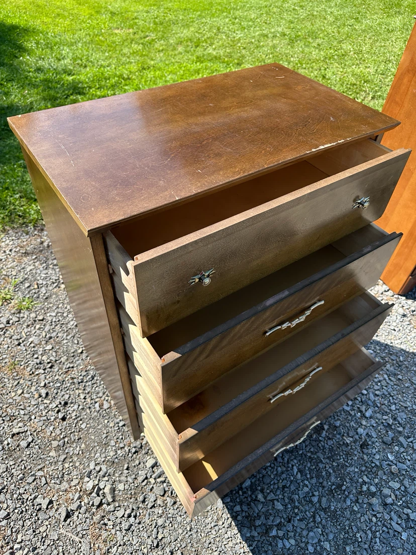 Mid Century Modern Walnut Tallboy Dresser (CAN DELIVER) - photo 4