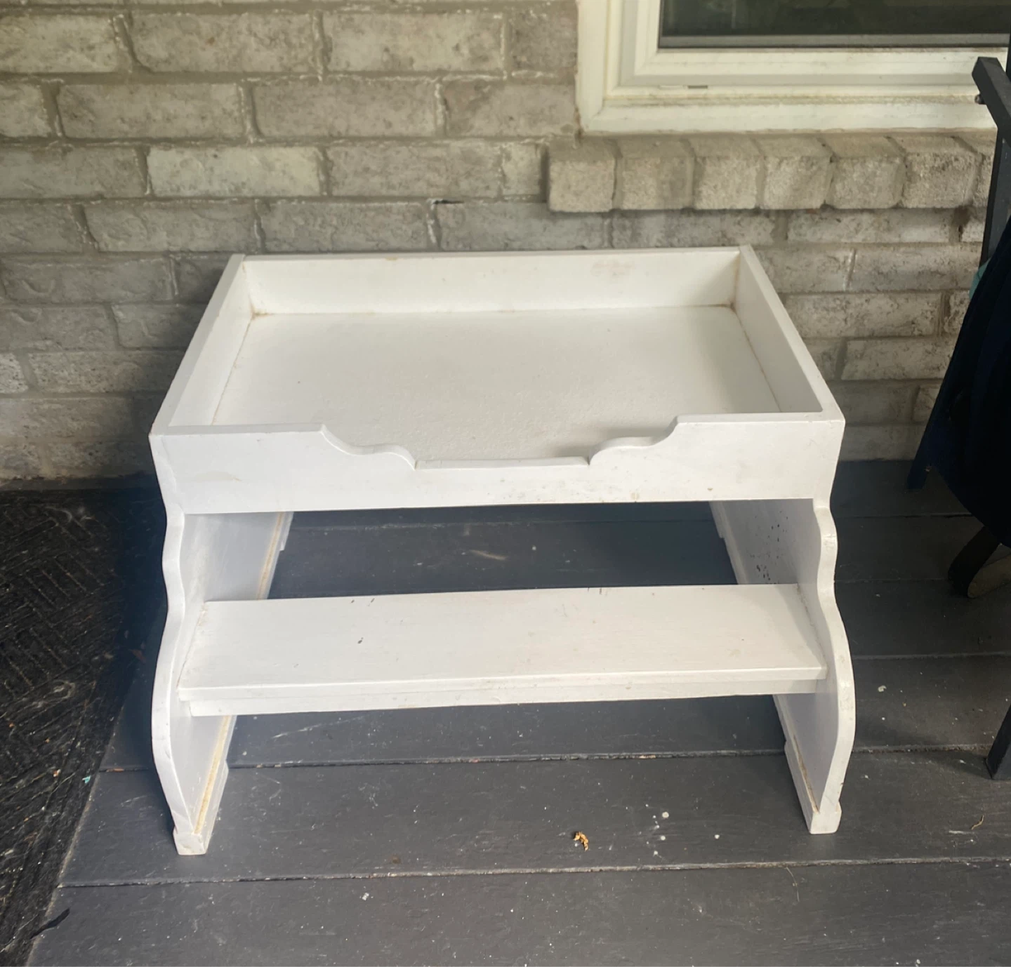 Handmade wood dog bed with step
