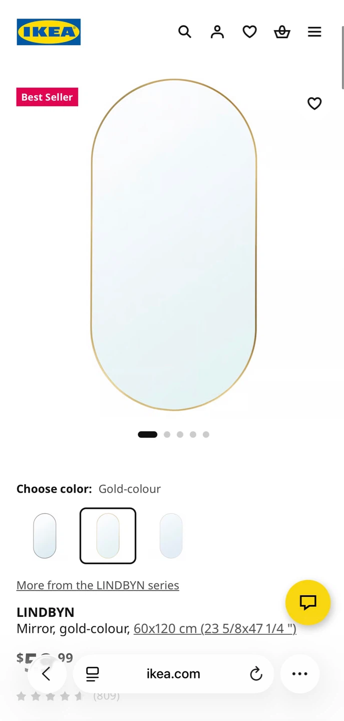 IKEA LINDYN Mirror Gold-colour - photo 2