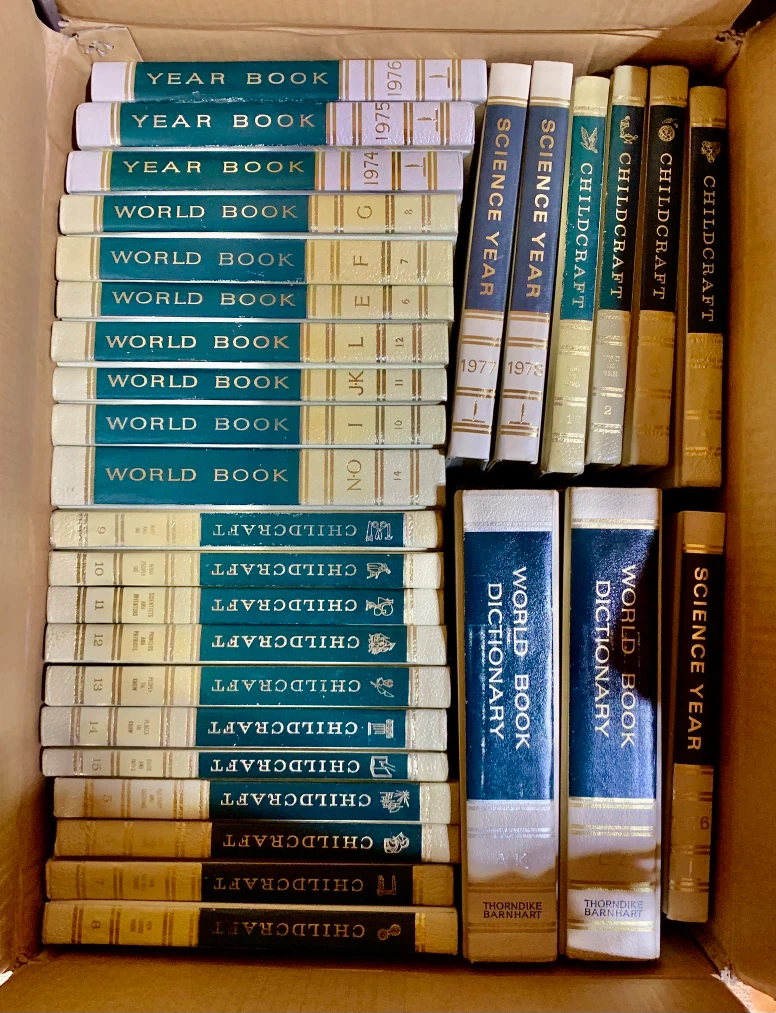 World Book Encyclopedias.