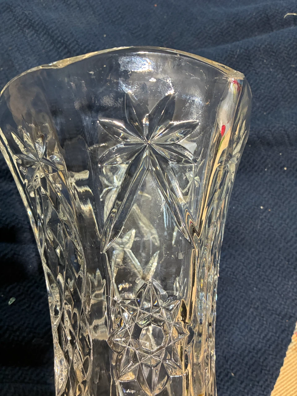 Clear Cut Glass Vase