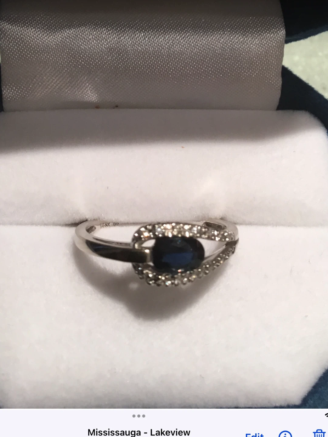 14k White Gold Sapphire and Diamond Ring