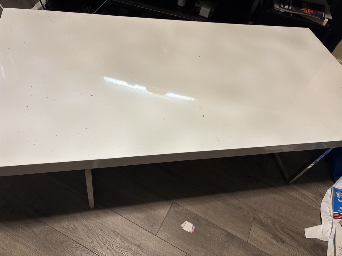 White Coffee Table with Chrome Legs