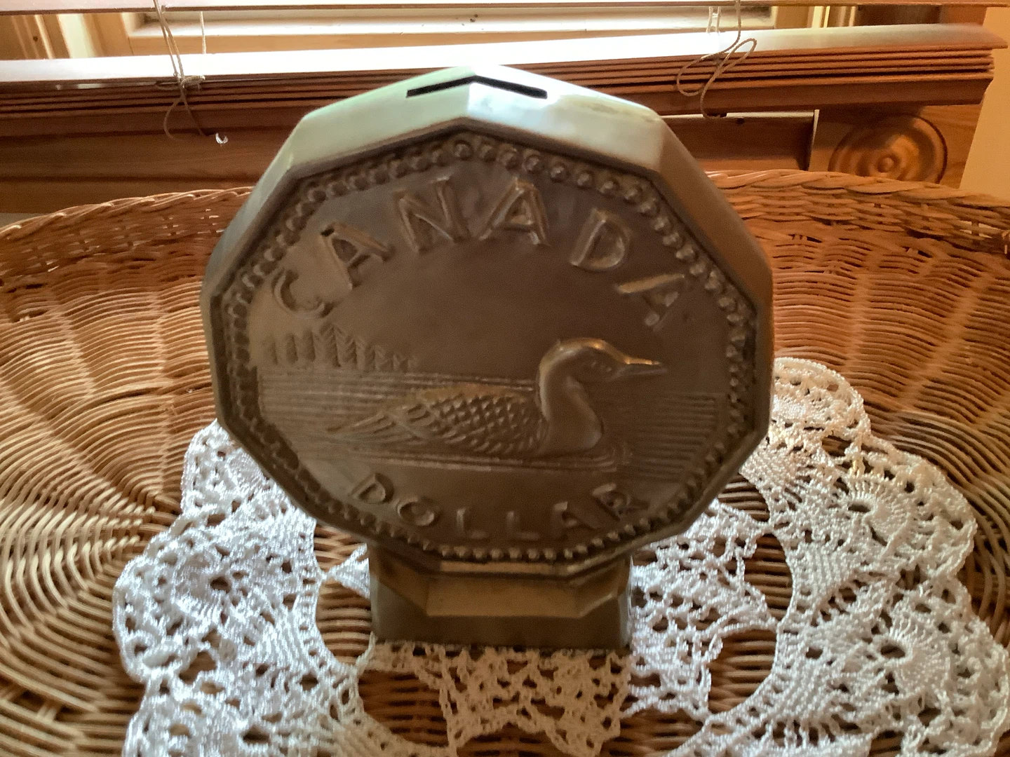 Vintage Brass Loonie Canada Dollar Coin Bank 🐞 - photo 4
