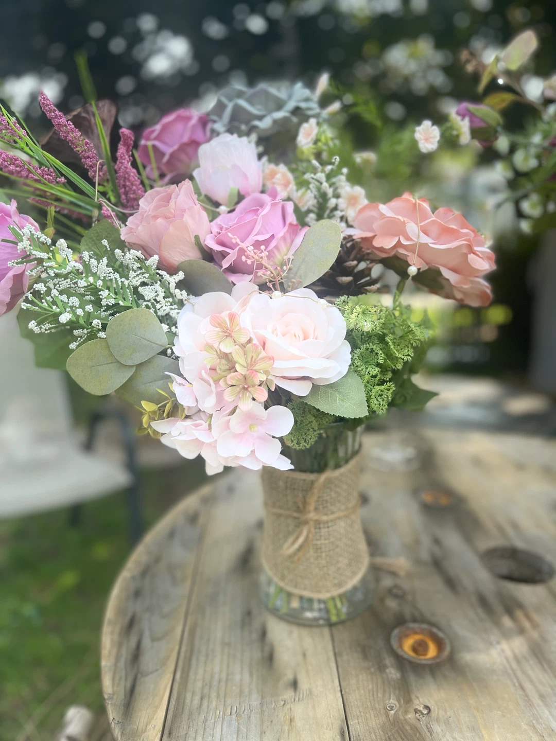 Artificial Flower Arrangement in Burlap Vase - photo 4