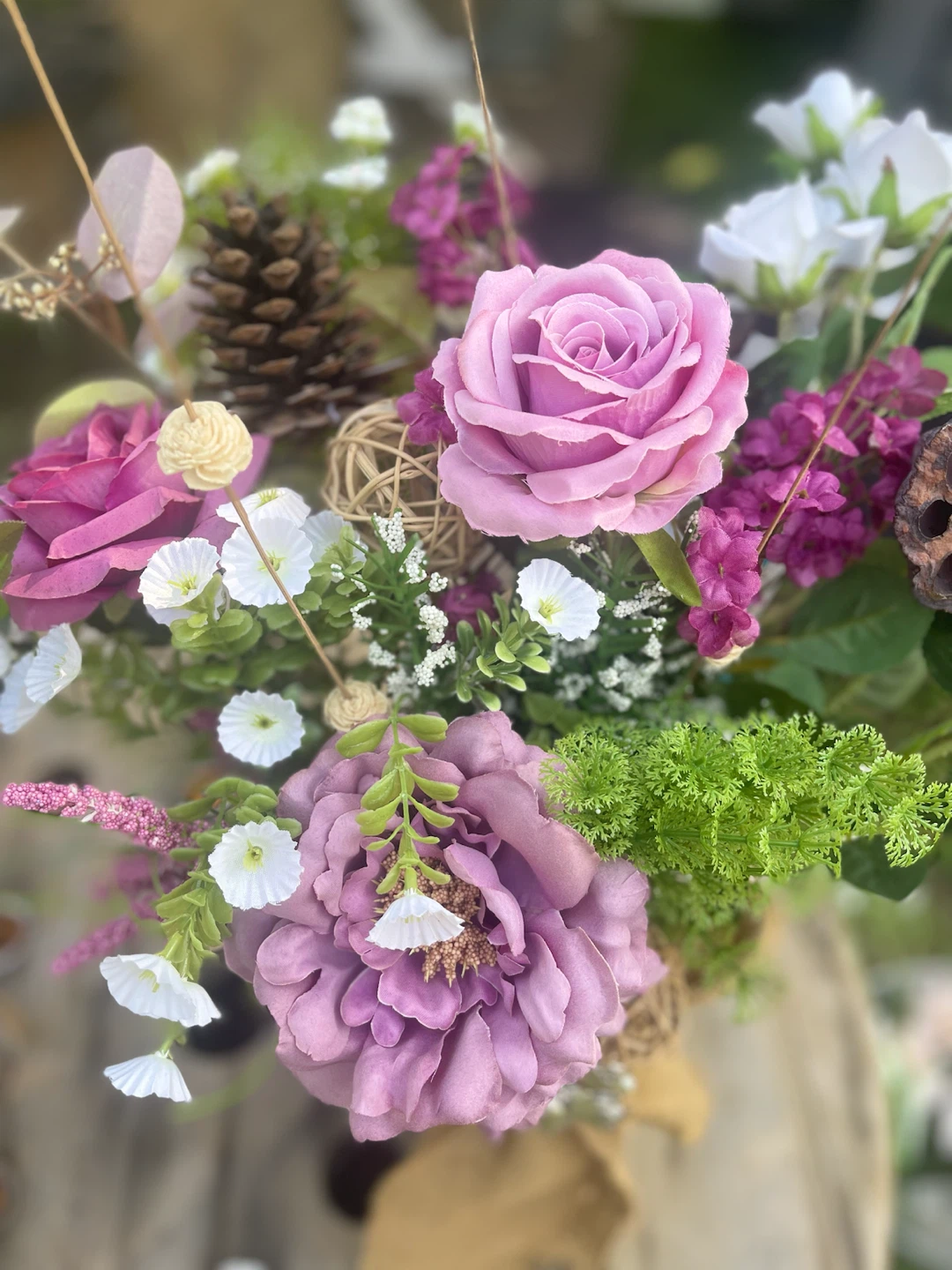 Artificial Flower Arrangement in White Milk Can Vase - photo 3