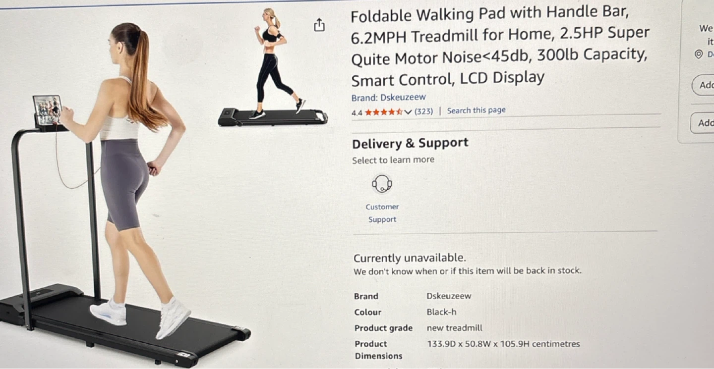 Dskeuzeew Foldable Walking Pad with Handle Bar - photo 3