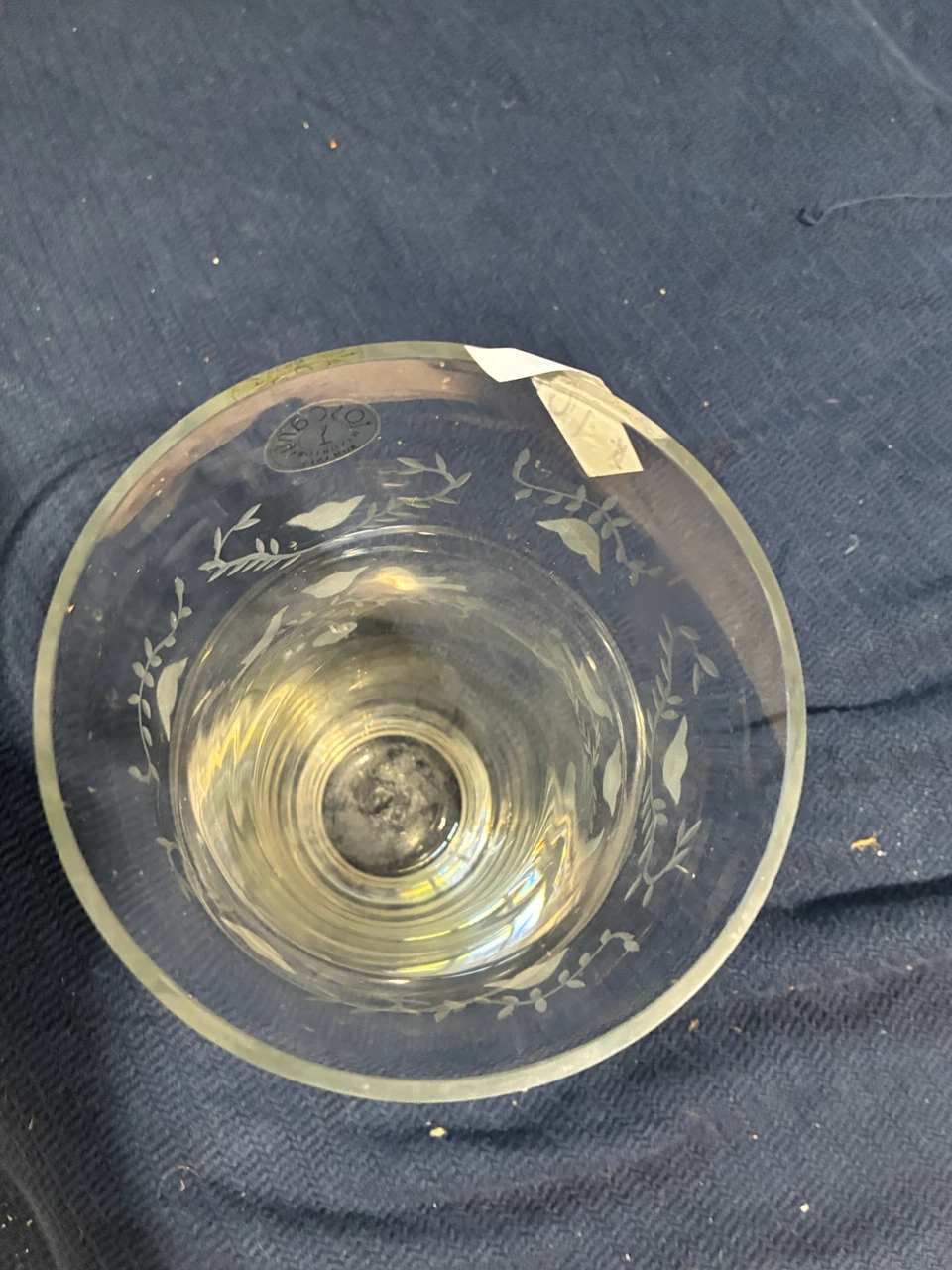 Etched Glass Vase with Birds and Flowers - photo 2