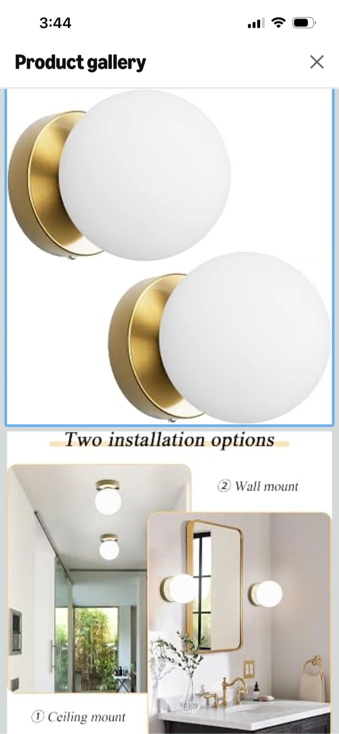 Brand New-Aoceley Globe Glass Shade Wall Sconces (2 Pack)