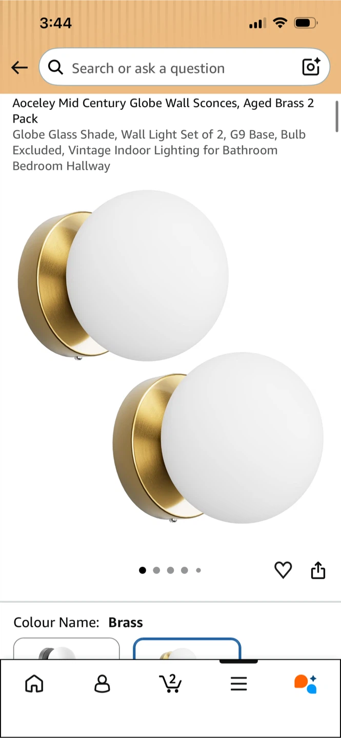 Brand New-Aoceley Globe Glass Shade Wall Sconces (2 Pack) - photo 2