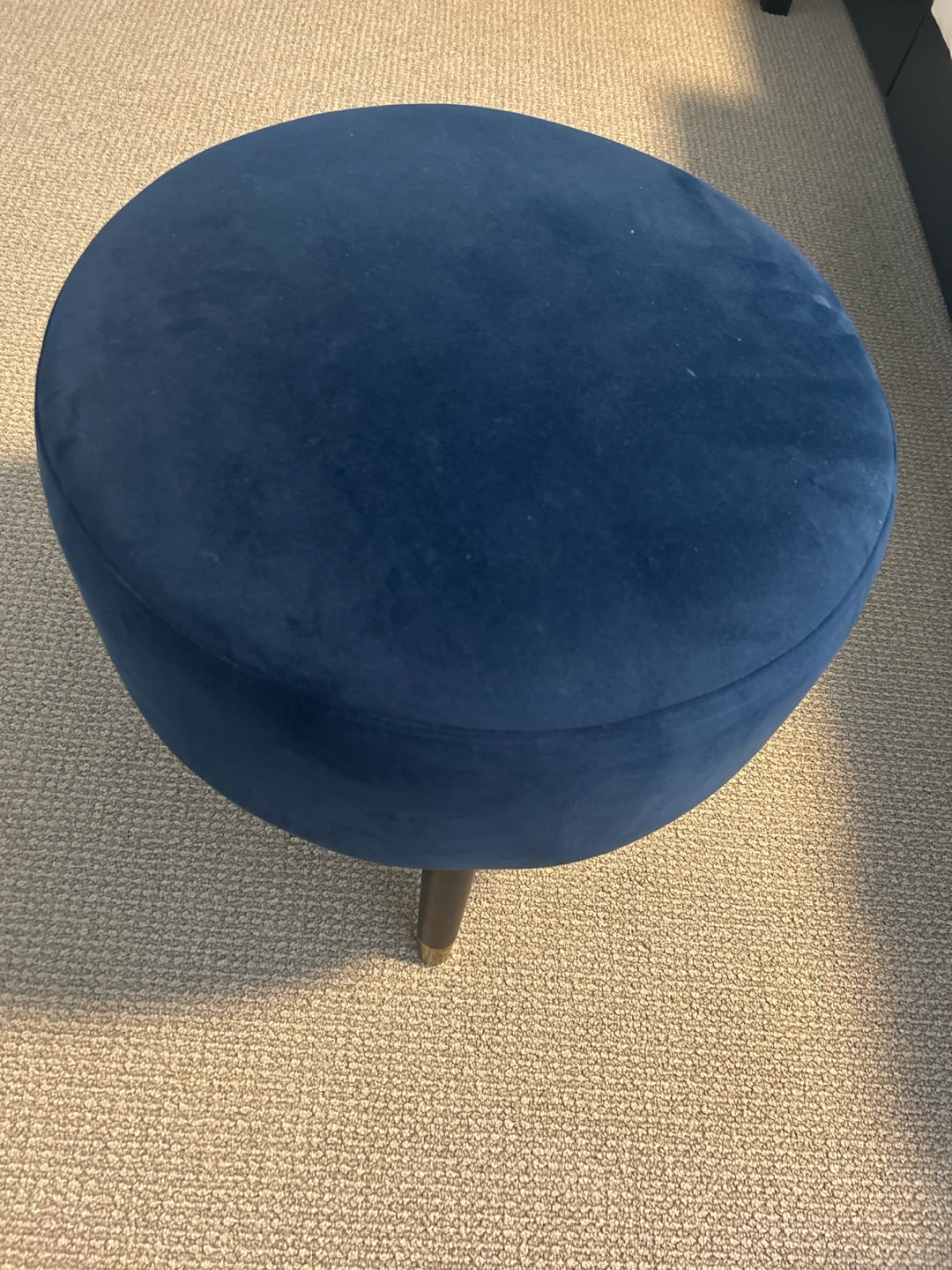 Blue Velvet Ottoman Footstool