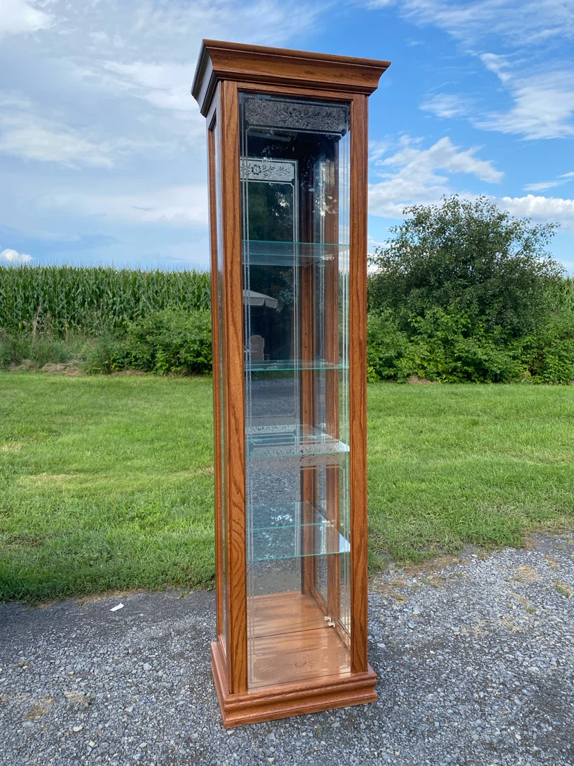 Vintage Philip Reinisch Lighted Oak Curio Cabinet (CAN DELIVER)