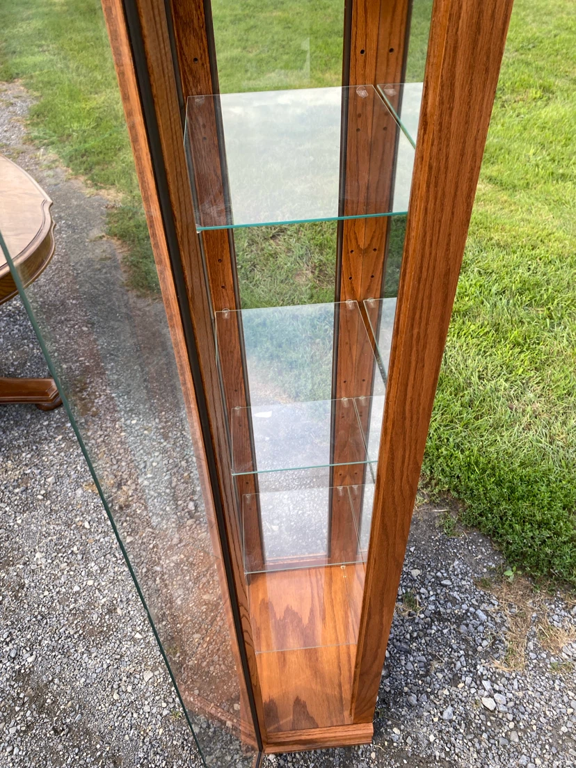 Vintage Philip Reinisch Lighted Oak Curio Cabinet (CAN DELIVER) - photo 3