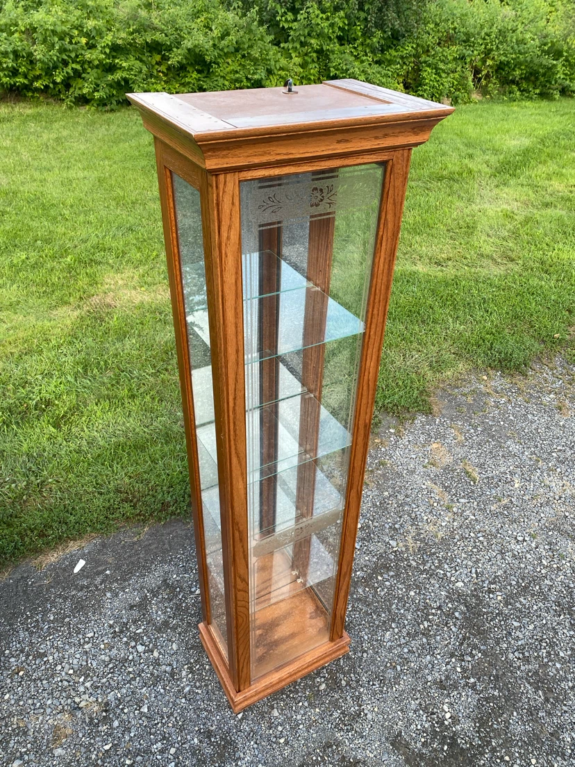 Vintage Philip Reinisch Lighted Oak Curio Cabinet (CAN DELIVER) - photo 5