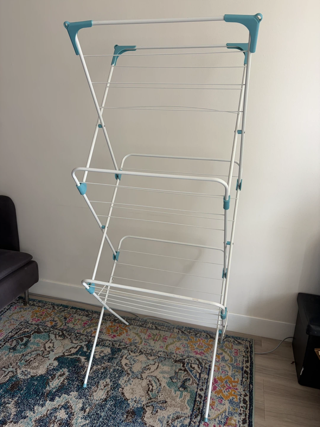 White & Blue 3-Tier Drying Rack