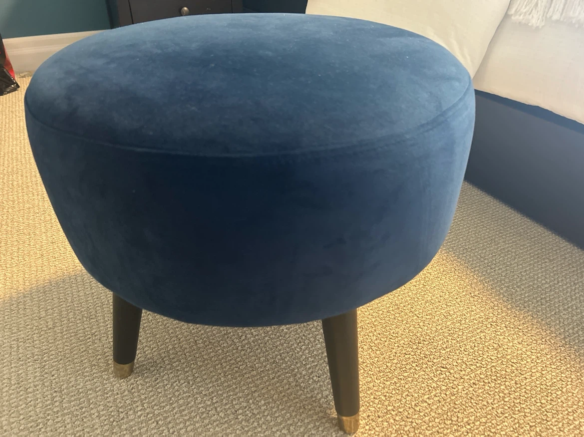 Blue Velvet Ottoman Footstool - photo 3