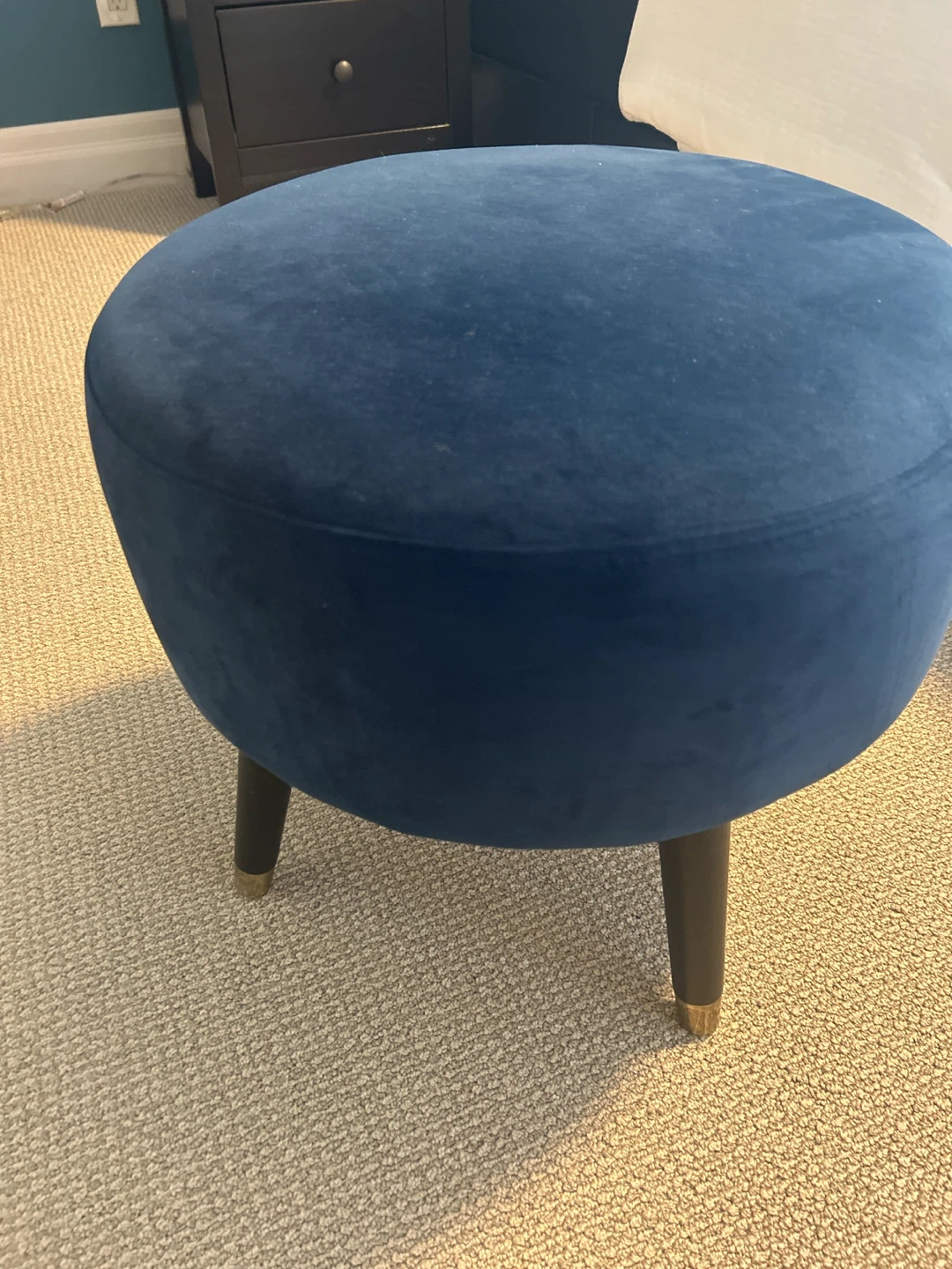 Blue Velvet Ottoman Footstool - photo 4
