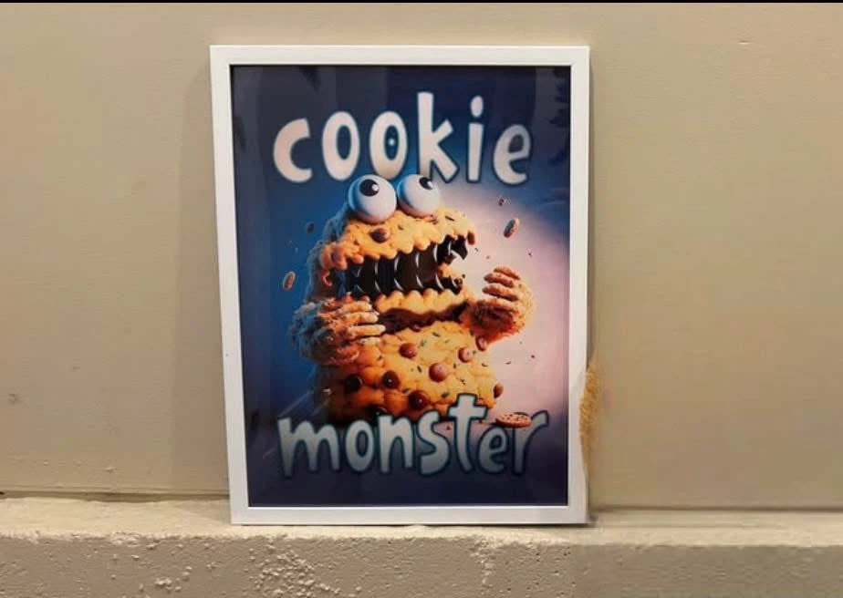 Framed Cookie Monster canvas Poster