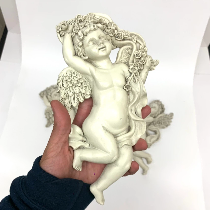 4 Fairy Cherub Wall Hangings Garden Decor Angel Figurine Art Set - photo 3