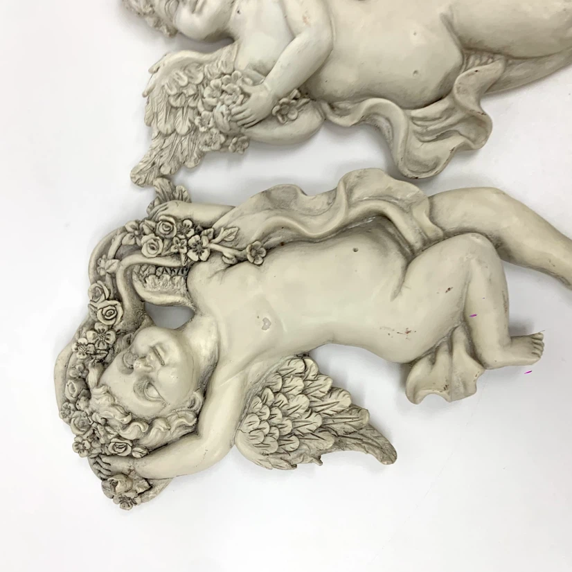 4 Fairy Cherub Wall Hangings Garden Decor Angel Figurine Art Set - photo 5