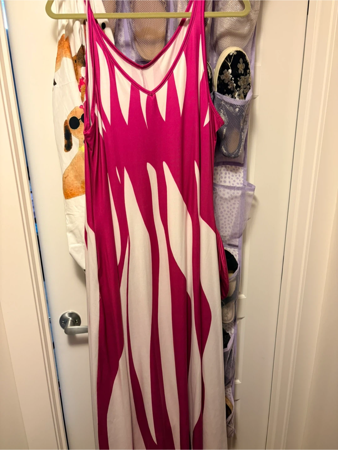 Pink and White Striped Maxi Dress