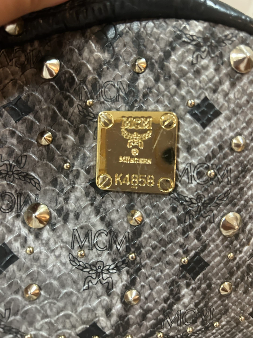 MCM Studded Snakeskin Backpack - photo 2