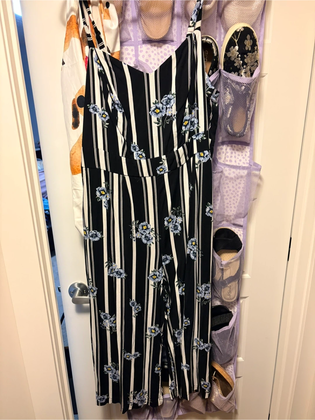 Striped floral jumpsuit