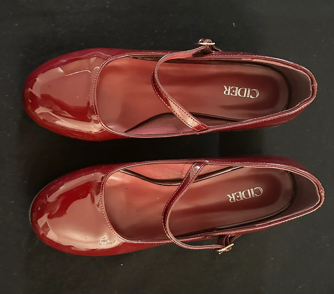 Cider Women's Mary Jane Block Heels - Red Patent