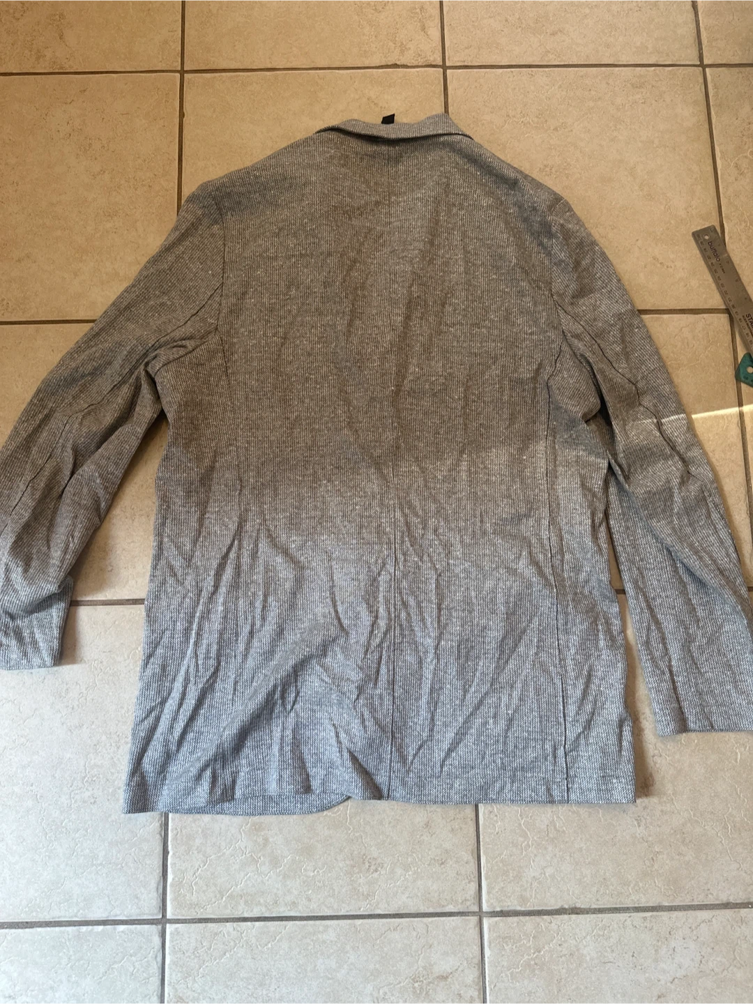 Grey Ribbed Knit Blazer - photo 2