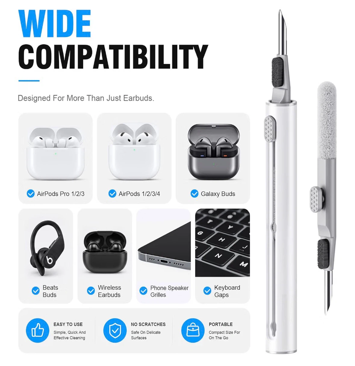 Multi Cleaning Pen for Earbuds and Phones