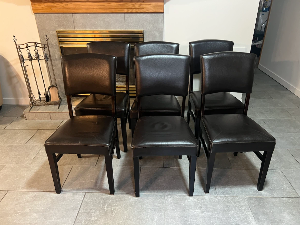 Set of 6 Dark Brown Dining Chairs