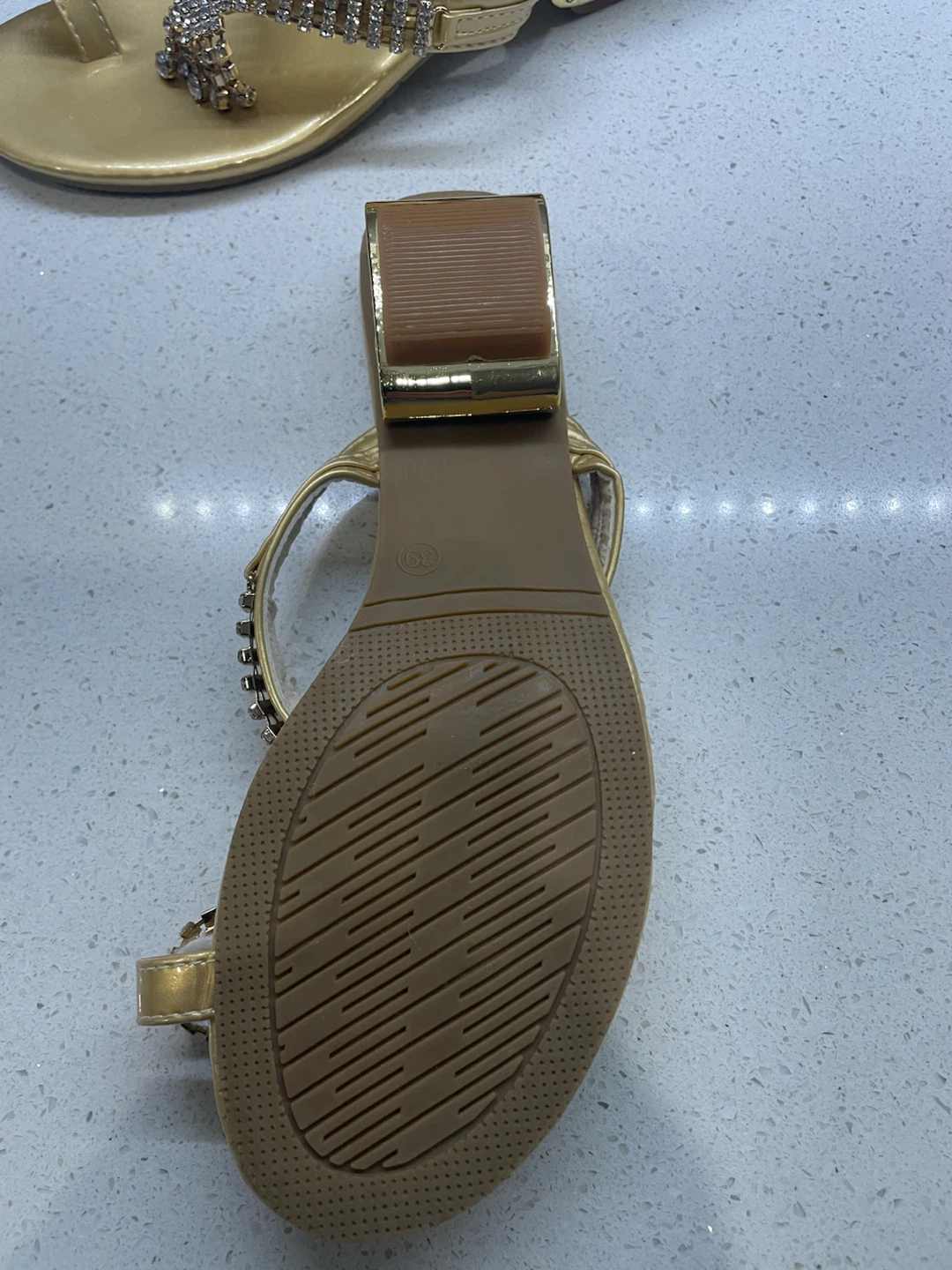 JTM Gold Embellished Thong Sandals - photo 3