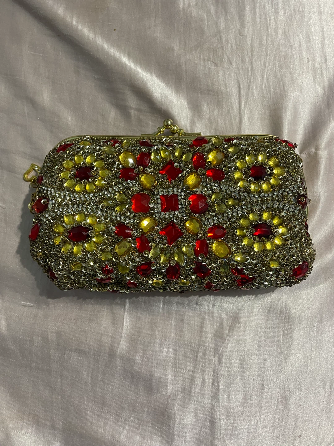 Vintage Bejeweled Clutch Purse with Heart Charm