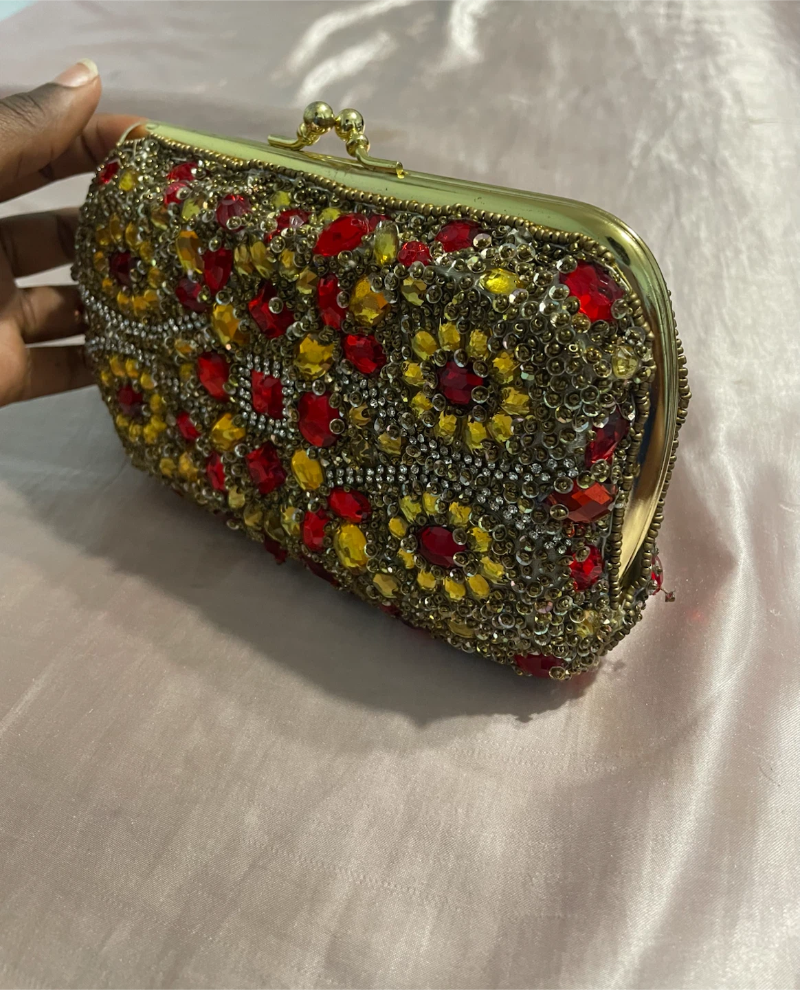Vintage Bejeweled Clutch Purse with Heart Charm - photo 2