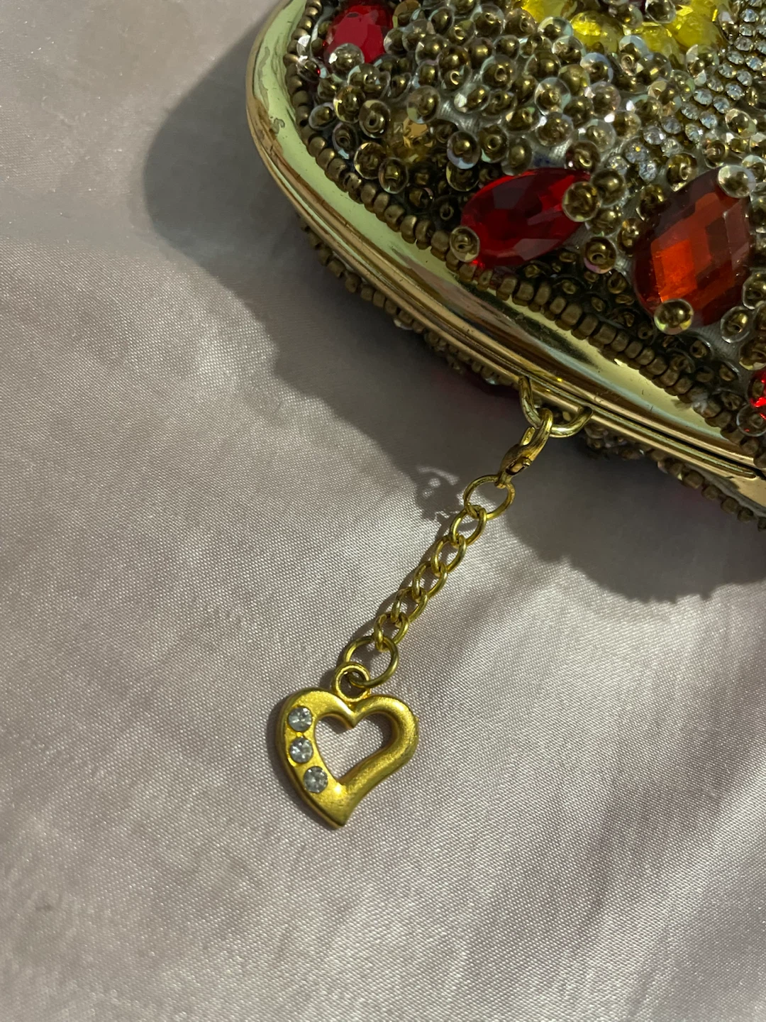 Vintage Bejeweled Clutch Purse with Heart Charm - photo 4