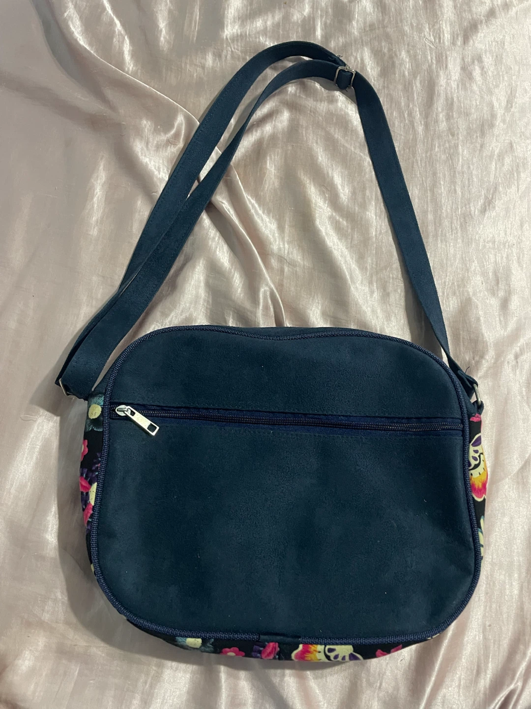 Dark Blue Hippe Shoulder/Crossbody Bag with Floral Pattern - photo 2