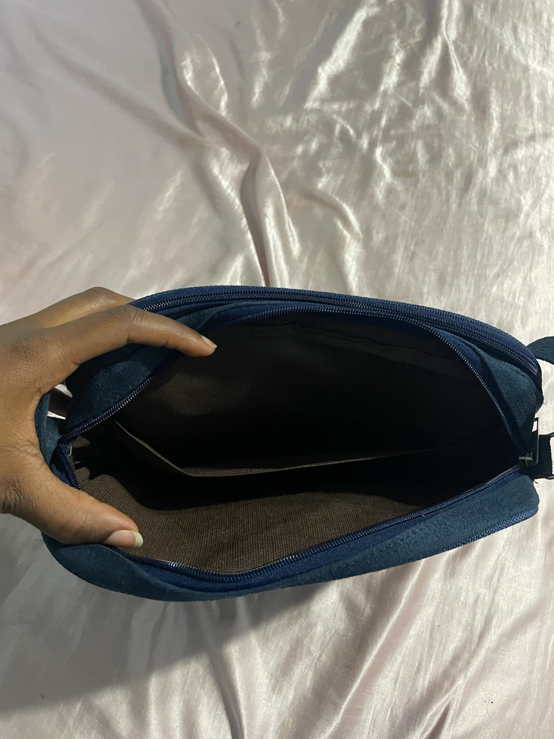 Dark Blue Hippe Shoulder/Crossbody Bag with Floral Pattern - photo 4