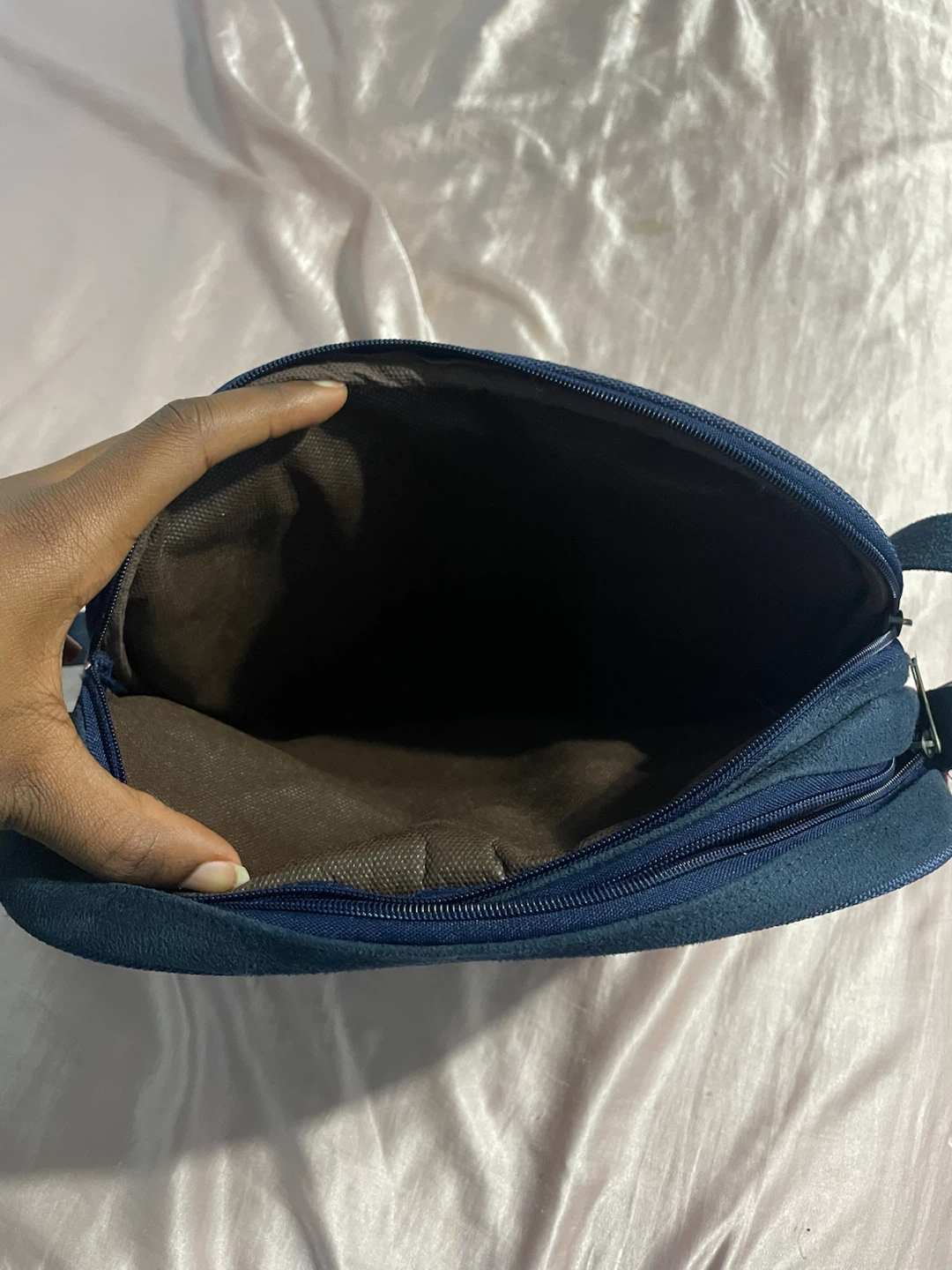 Dark Blue Hippe Shoulder/Crossbody Bag with Floral Pattern - photo 5