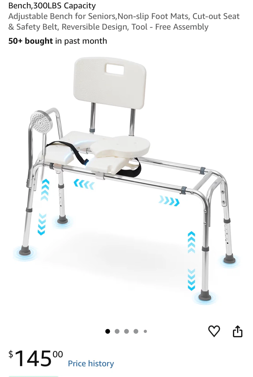 Sliding Tub Bench Shower Chair