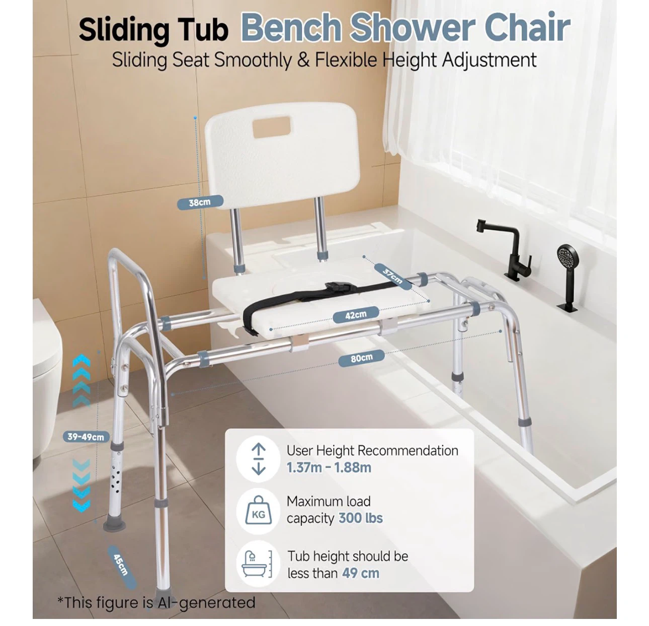 Sliding Tub Bench Shower Chair - photo 2