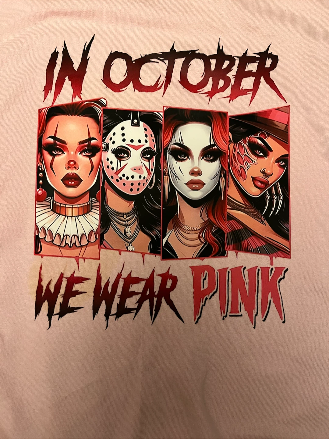 Gildan Pink T-Shirt "In October We Wear Pink" Graphic Tee