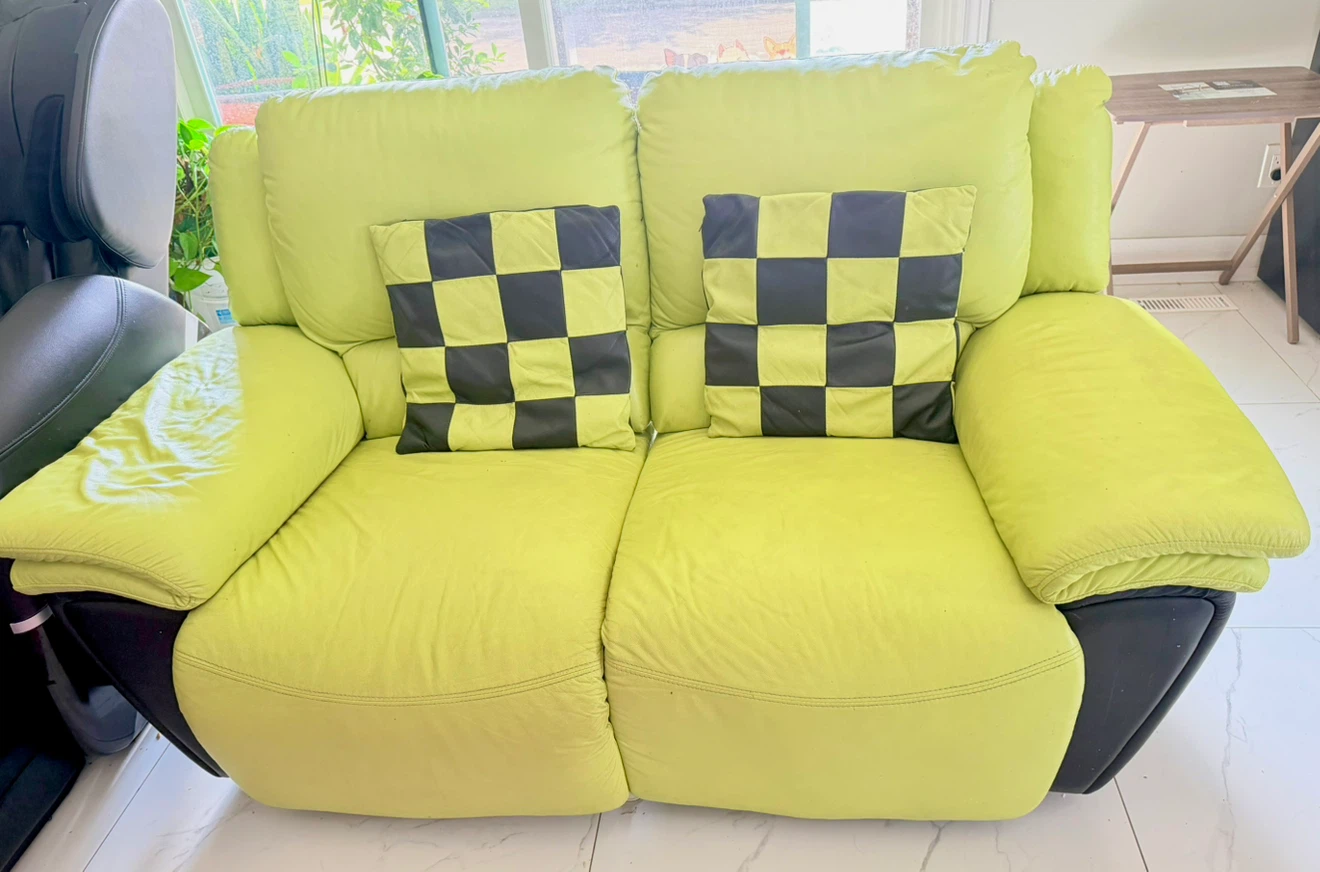 Lime Green and Black Loveseat Recliner