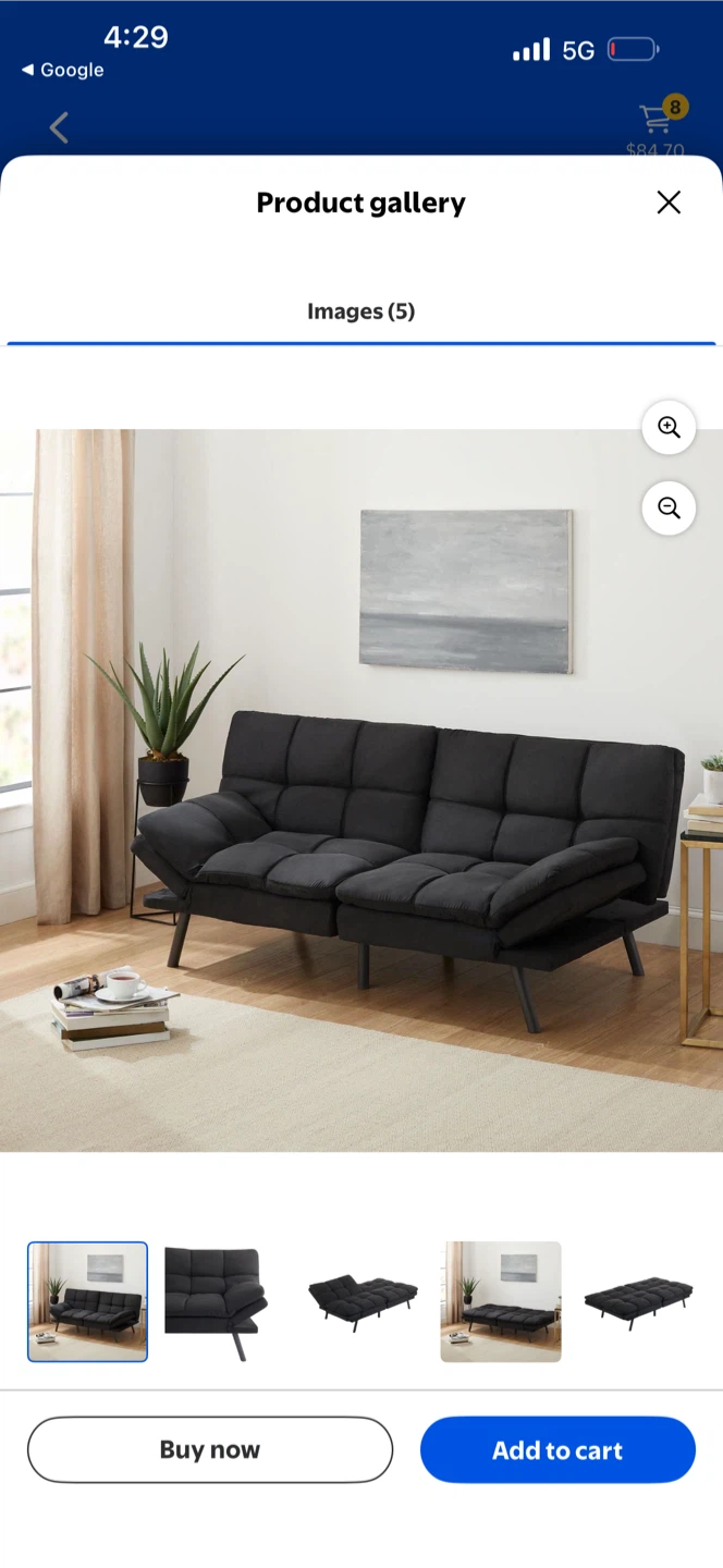 Black Sofa- Memory foam futon - photo 3