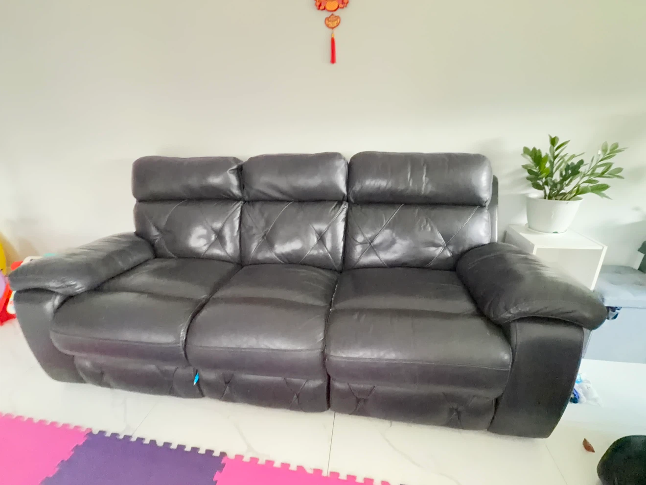 3-Seater Leather Reclining Sofa