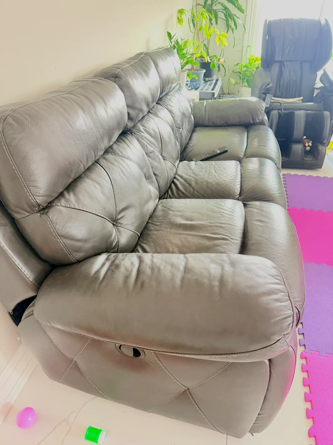 3-Seater Leather Reclining Sofa - photo 2