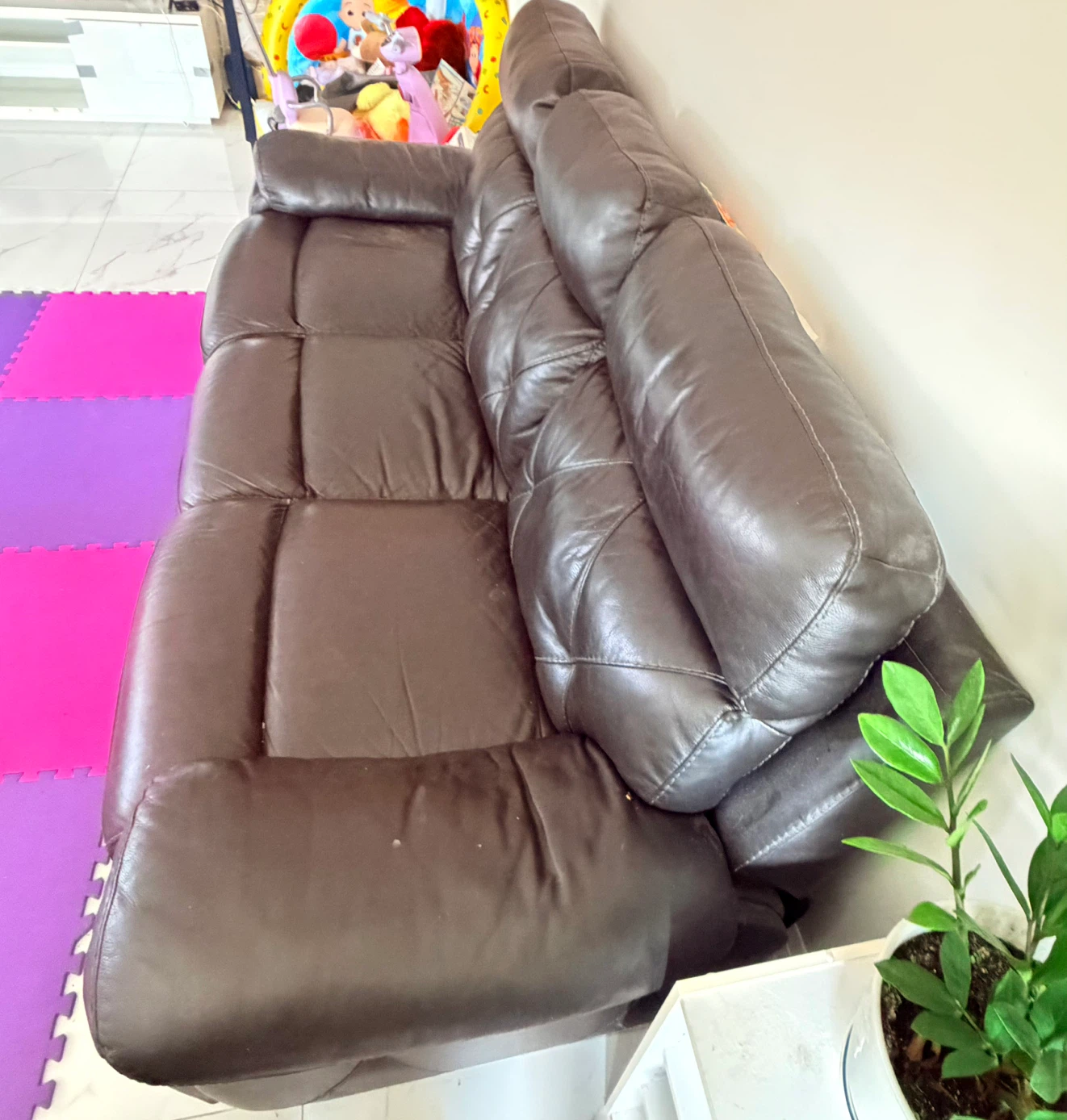 3-Seater Leather Reclining Sofa - photo 3