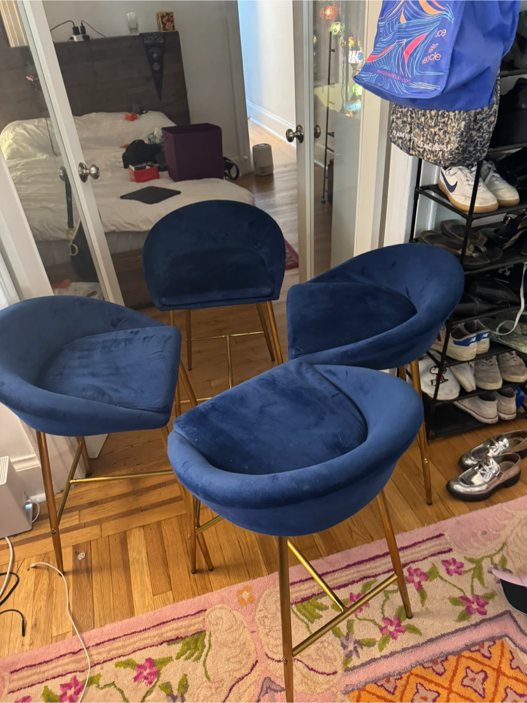 4-piece set of Velvet Bar Stools - photo 2
