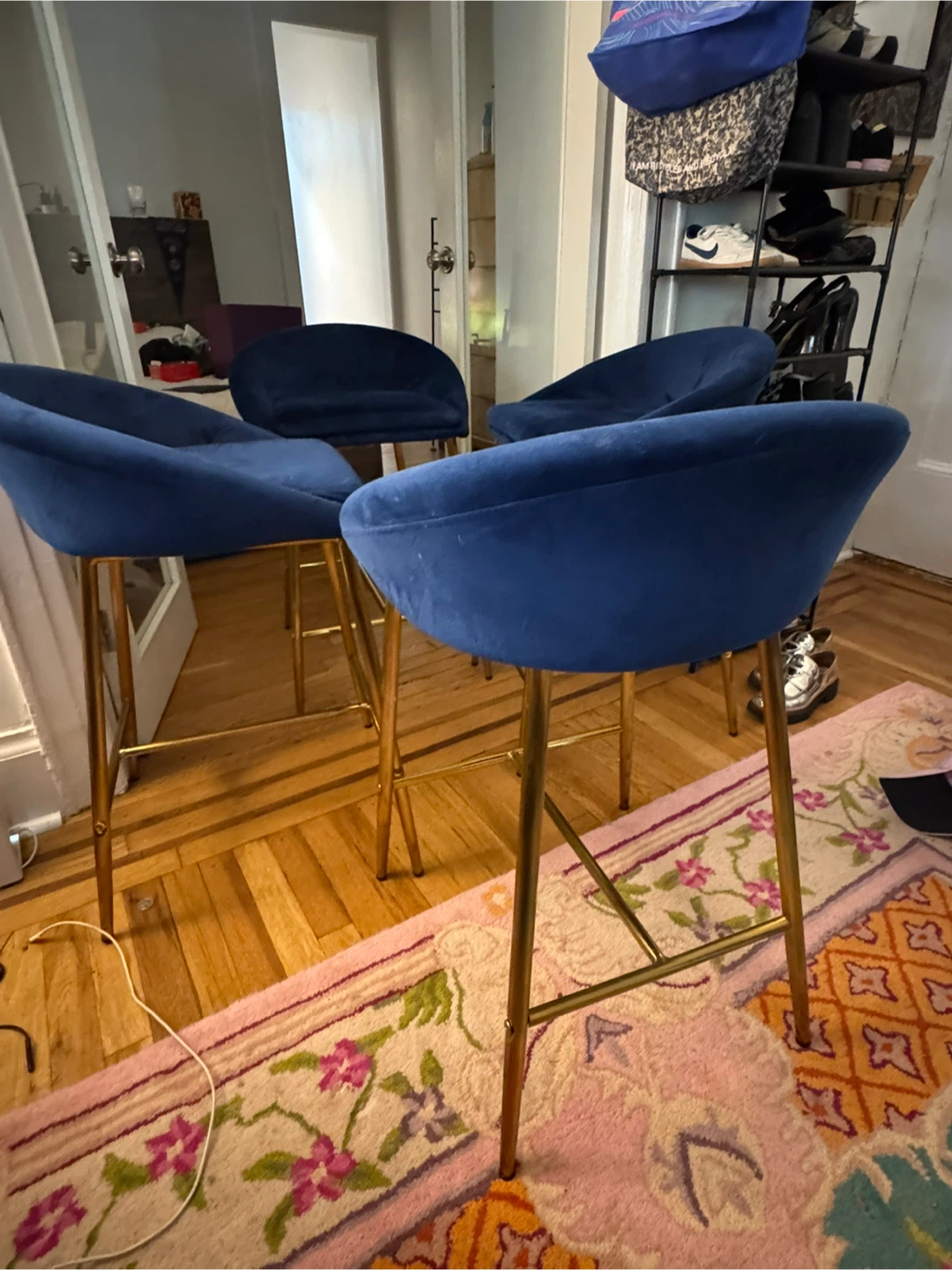 4-piece set of Velvet Bar Stools - photo 3