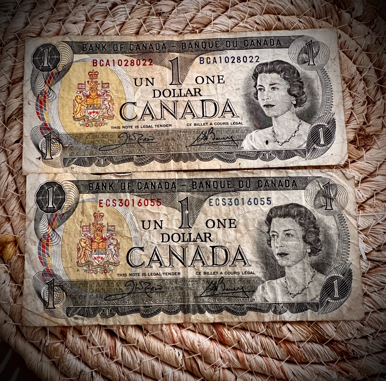 Old Canadian 1 Dollar Banknotes (1973)
